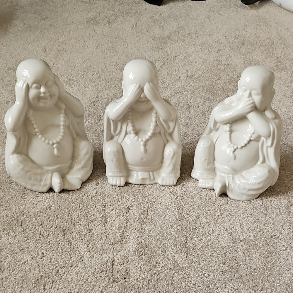 Ceramic Buddha Collection EUC See Hear Speak No Evil
